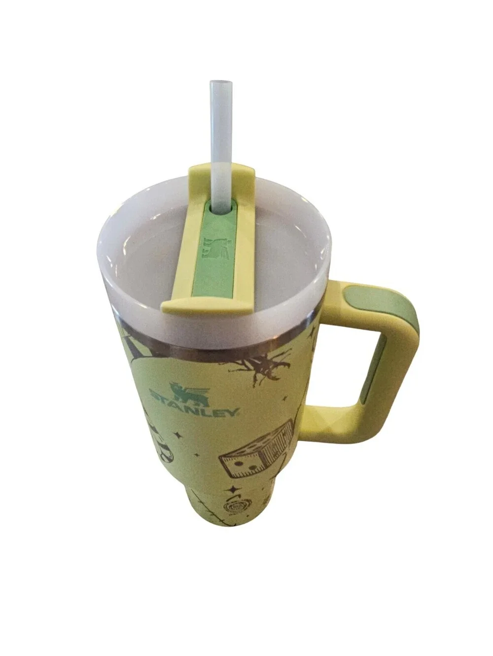 Stanley Green Travel Tumbler with Straw and Handle, 40oz Beetlejuice theme